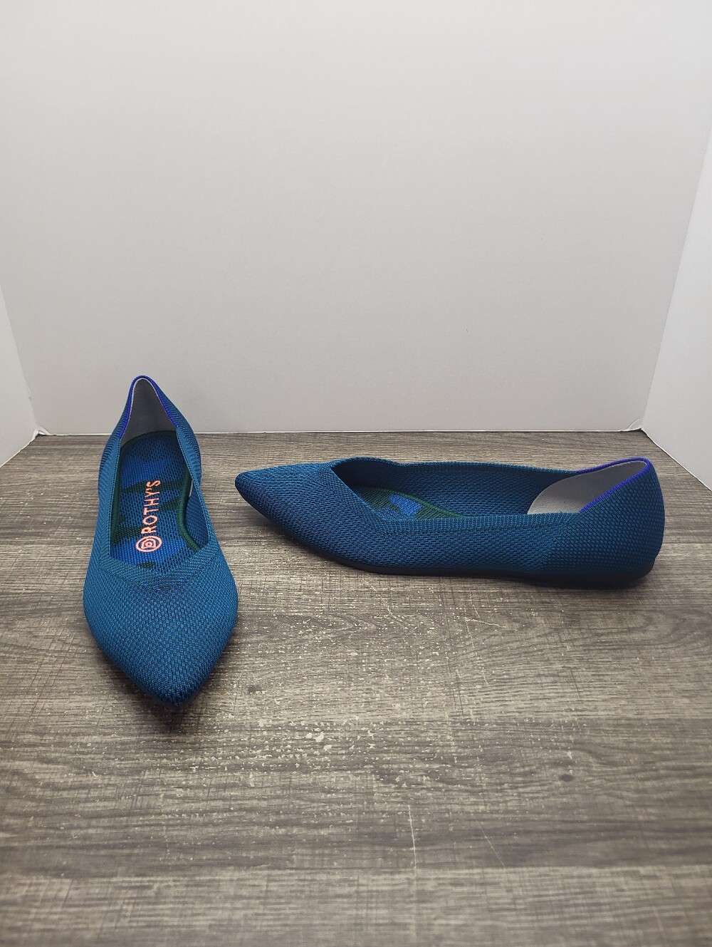 Rothy's The Point Flat Shoes Loafers Women's Size 9.5 Teal Blue